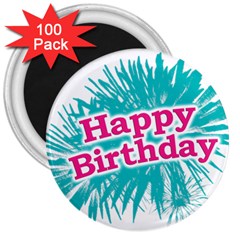 Happy Brithday Typographic Design 3  Magnets (100 Pack) by dflcprints