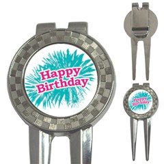 Happy Brithday Typographic Design 3-in-1 Golf Divots by dflcprints