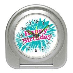 Happy Brithday Typographic Design Travel Alarm Clocks by dflcprints