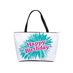 Happy Brithday Typographic Design Shoulder Handbags by dflcprints