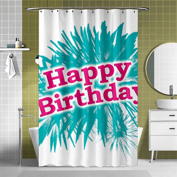 Happy Brithday Typographic Design Shower Curtain 48  x 72  (Small) 