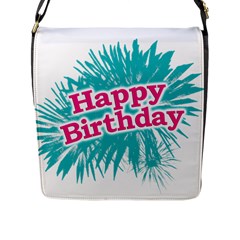 Happy Brithday Typographic Design Flap Messenger Bag (l)  by dflcprints