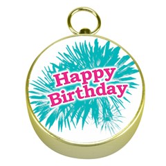 Happy Brithday Typographic Design Gold Compasses by dflcprints