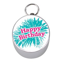 Happy Brithday Typographic Design Mini Silver Compasses by dflcprints