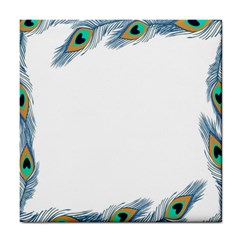 Beautiful Frame Made Up Of Blue Peacock Feathers Tile Coasters