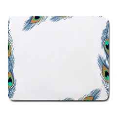 Beautiful Frame Made Up Of Blue Peacock Feathers Large Mousepads by Nexatart