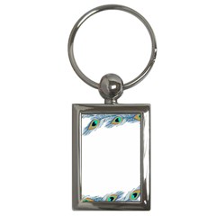 Beautiful Frame Made Up Of Blue Peacock Feathers Key Chains (rectangle)  by Nexatart