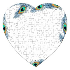 Beautiful Frame Made Up Of Blue Peacock Feathers Jigsaw Puzzle (Heart)