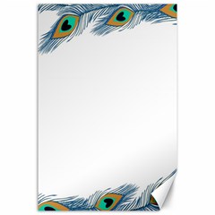 Beautiful Frame Made Up Of Blue Peacock Feathers Canvas 24  X 36  by Nexatart