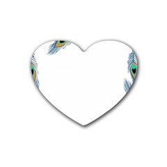 Beautiful Frame Made Up Of Blue Peacock Feathers Rubber Coaster (Heart) 