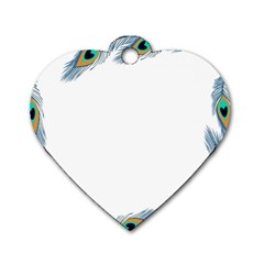 Beautiful Frame Made Up Of Blue Peacock Feathers Dog Tag Heart (one Side) by Nexatart