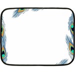 Beautiful Frame Made Up Of Blue Peacock Feathers Fleece Blanket (Mini) 35 x27  Blanket