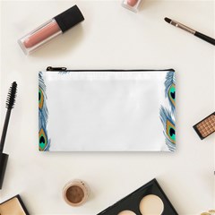 Beautiful Frame Made Up Of Blue Peacock Feathers Cosmetic Bag (small)  by Nexatart