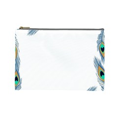 Beautiful Frame Made Up Of Blue Peacock Feathers Cosmetic Bag (Large) 