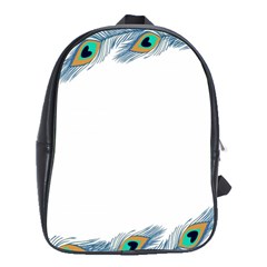 Beautiful Frame Made Up Of Blue Peacock Feathers School Bags(large)  by Nexatart