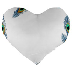 Beautiful Frame Made Up Of Blue Peacock Feathers Large 19  Premium Heart Shape Cushions