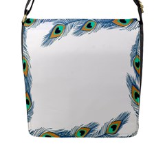 Beautiful Frame Made Up Of Blue Peacock Feathers Flap Messenger Bag (L) 