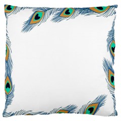 Beautiful Frame Made Up Of Blue Peacock Feathers Standard Flano Cushion Case (one Side) by Nexatart