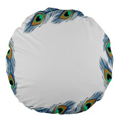 Beautiful Frame Made Up Of Blue Peacock Feathers Large 18  Premium Flano Round Cushions by Nexatart