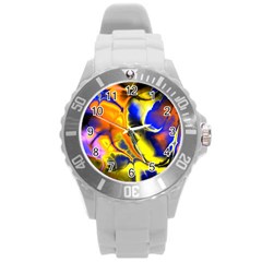 Fractal Art Pattern Cool Round Plastic Sport Watch (L)