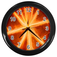 Red Leaf Macro Detail Wall Clocks (black) by Nexatart