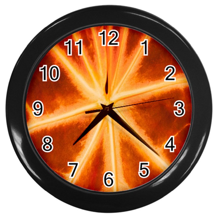 Red Leaf Macro Detail Wall Clocks (Black)