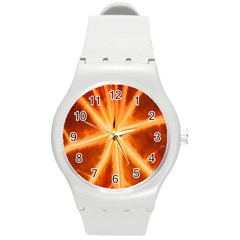 Red Leaf Macro Detail Round Plastic Sport Watch (m) by Nexatart