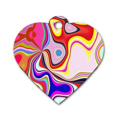 Colourful Abstract Background Design Dog Tag Heart (two Sides) by Nexatart