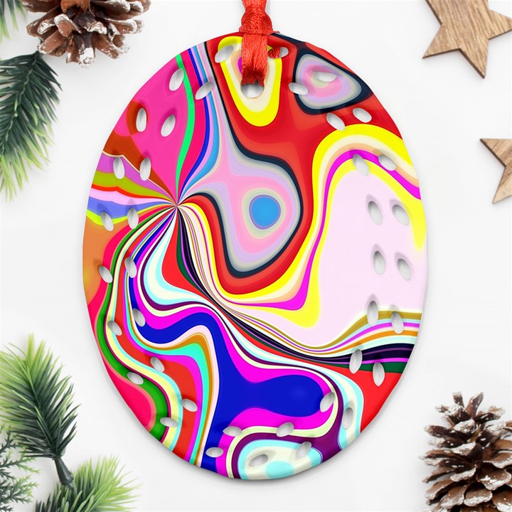 Colourful Abstract Background Design Oval Filigree Ornament (Two Sides)