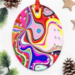 Colourful Abstract Background Design Oval Filigree Ornament (Two Sides) Back