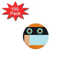 Orange, Aqua, Black Spots And Stripes 1  Mini Buttons (100 Pack)  by digitaldivadesigns