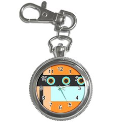 Orange, Aqua, Black Spots And Stripes Key Chain Watches by digitaldivadesigns