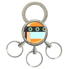 Orange, Aqua, Black Spots And Stripes 3-ring Key Chains by digitaldivadesigns