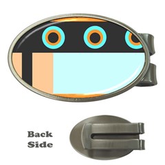 Orange, Aqua, Black Spots And Stripes Money Clips (oval) 