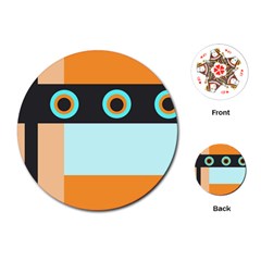 Orange, Aqua, Black Spots And Stripes Playing Cards (round)  by digitaldivadesigns