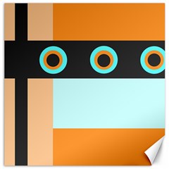 Orange, Aqua, Black Spots And Stripes Canvas 12  X 12   by digitaldivadesigns