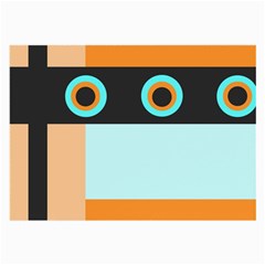 Orange, Aqua, Black Spots And Stripes Large Glasses Cloth (2-side) by digitaldivadesigns