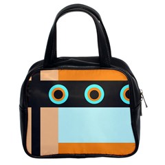 Orange, Aqua, Black Spots And Stripes Classic Handbags (2 Sides) by digitaldivadesigns