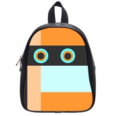 Orange, Aqua, Black Spots And Stripes School Bags (small)  by digitaldivadesigns