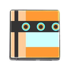 Orange, Aqua, Black Spots And Stripes Memory Card Reader (square) by digitaldivadesigns