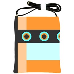 Orange, Aqua, Black Spots And Stripes Shoulder Sling Bags by digitaldivadesigns