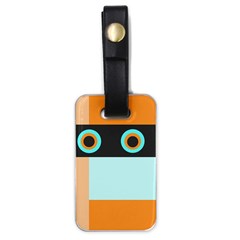 Orange, Aqua, Black Spots And Stripes Luggage Tags (one Side)  by digitaldivadesigns