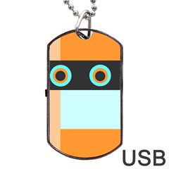 Orange, Aqua, Black Spots And Stripes Dog Tag Usb Flash (one Side) by digitaldivadesigns