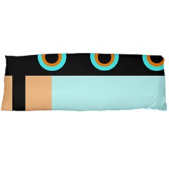 Orange, Aqua, Black Spots And Stripes Body Pillow Case (dakimakura) by digitaldivadesigns