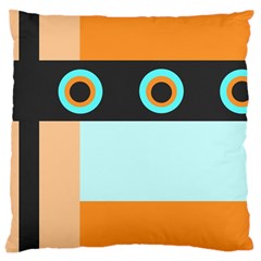 Orange, Aqua, Black Spots And Stripes Large Cushion Case (one Side) by digitaldivadesigns