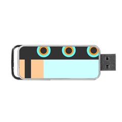 Orange, Aqua, Black Spots And Stripes Portable Usb Flash (one Side) by digitaldivadesigns