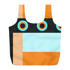 Orange, Aqua, Black Spots And Stripes Full Print Recycle Bags (l)  by digitaldivadesigns