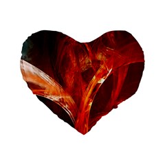 Red Abstract Pattern Texture Standard 16  Premium Flano Heart Shape Cushions by Nexatart