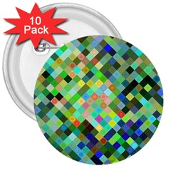 Pixel Pattern A Completely Seamless Background Design 3  Buttons (10 Pack)  by Nexatart