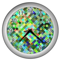 Pixel Pattern A Completely Seamless Background Design Wall Clocks (silver)  by Nexatart